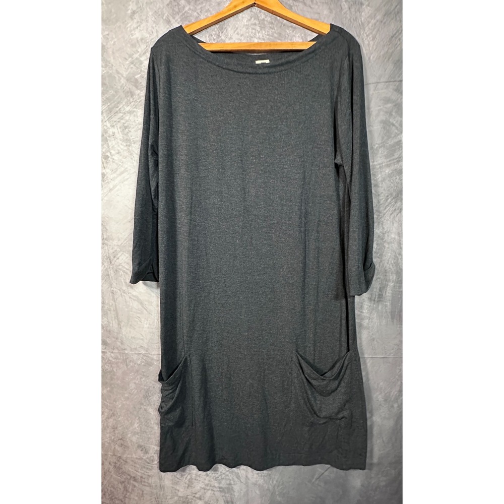 JCrew T-Shirt Dress Womens S Charcoal Gray Stretch Boat Neck Casual Pocket Dress